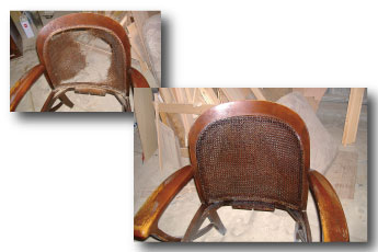 食堂椅子（籐のモタレ修理）
